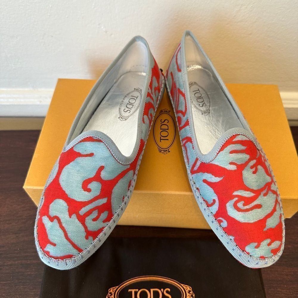 TOD’S Stylish Red and Gray Women's Pantofola loafers size 7 new - Picture 5 of 15